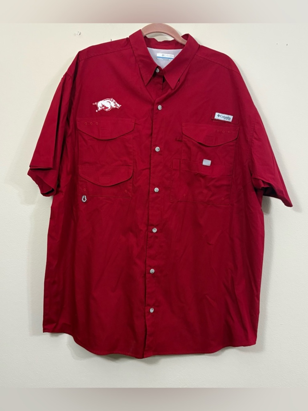 Columbia Razorback short sleeve Button up shirt men’s XL PFG lightweight red